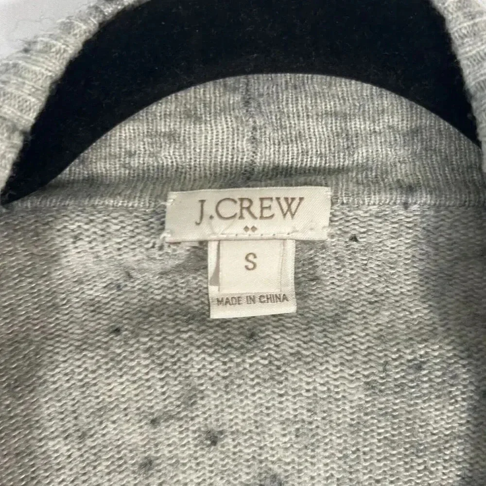 J. Crew Cardigan Women's Small Grey Wool Blend Open Front Long Sleeve